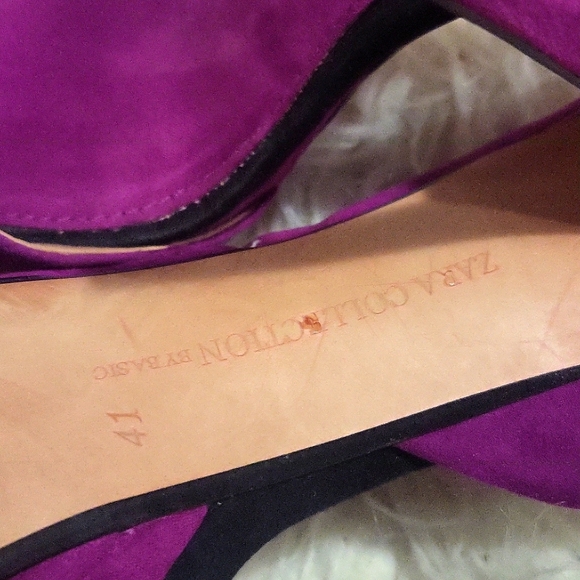 ZARA fuchsia suede platform heels peep toe shoes - Picture 6 of 7